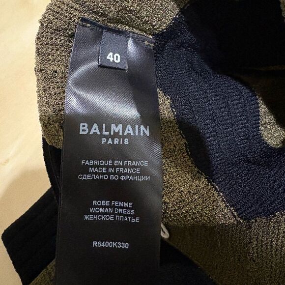 Balmain Off Shoulder Knit Dress Green - Picture 8 of 13